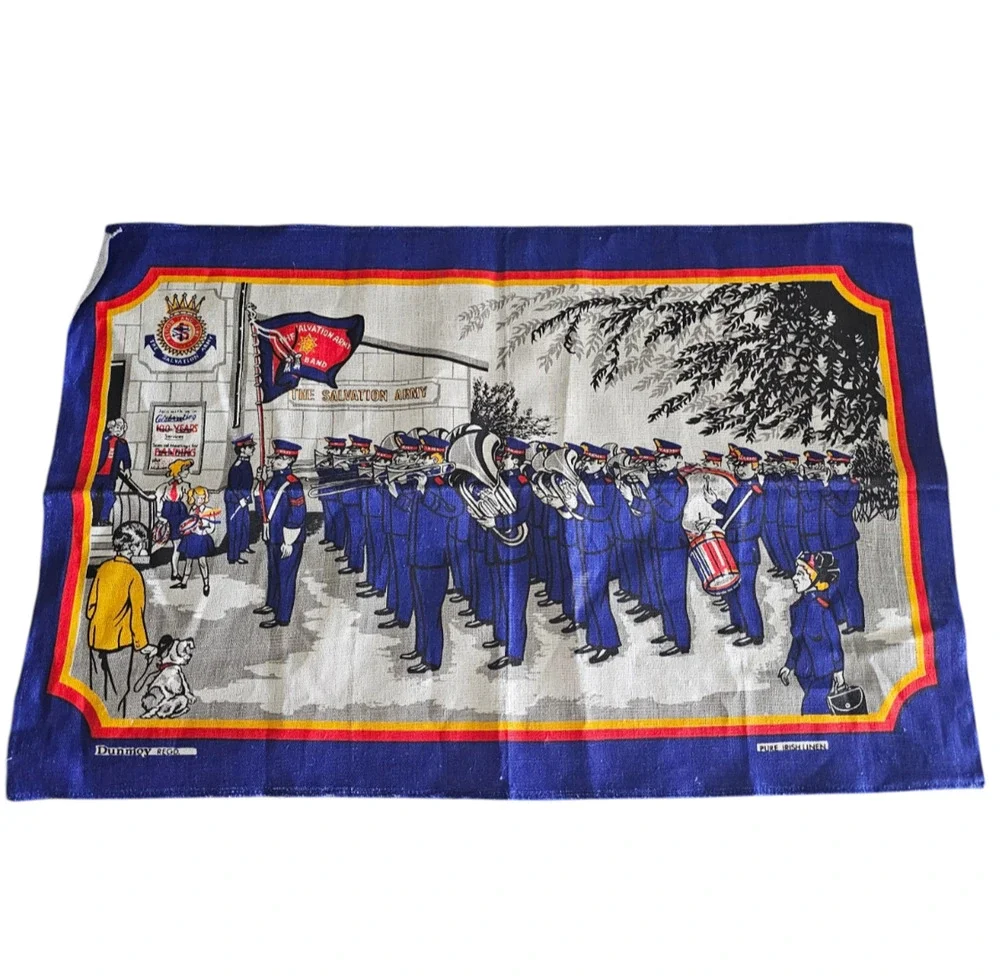 RARE SALVATION ARMY TEA TOWEL DUNMOY REGD PURE IRISH LINEN